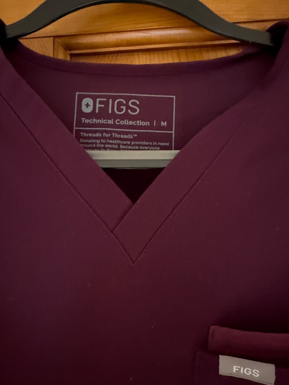 FIGS V-Neck Scrub Top in Plum two tone.